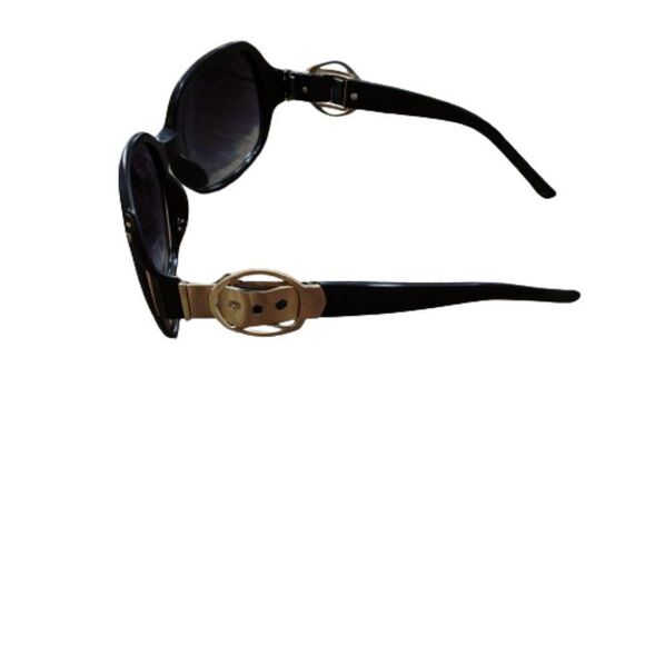 Women's Black Cat Eye Buckle Details UV Protectant Sunglasses - Picture 2 of 11